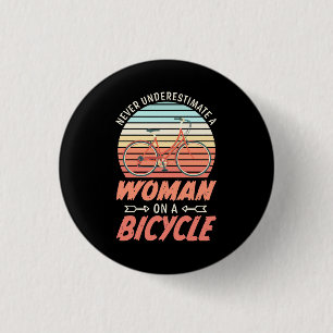 A Woman On A Bicycle 3 Cm Round Badge