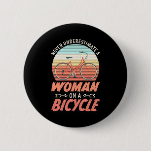 A Woman On A Bicycle 6 Cm Round Badge