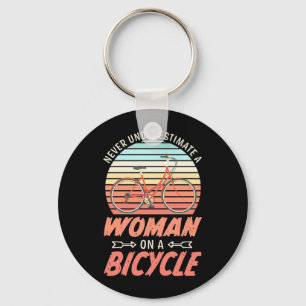 A Woman On A Bicycle Key Ring