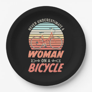 A Woman On A Bicycle Paper Plate