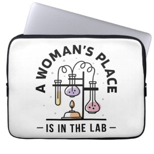A Woman’s Place Is in the Lab – STEM Art Laptop Sleeve