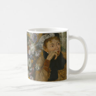 A Woman Seated beside a Vase of Flowers Coffee Mug