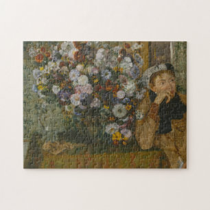 A Woman Seated beside a Vase of Flowers Jigsaw Puzzle