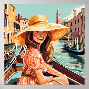 A woman tourist in Venice Print