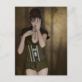 A Woman Waiting: Digital Portrait Gothic Art  Card