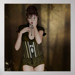 A Woman Waiting: Digital Portrait Gothic Art Poster