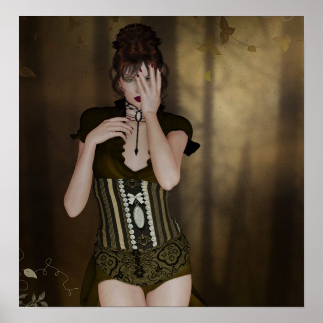 A Woman Waiting: Digital Portrait Gothic Art Poster (Front)