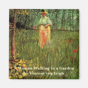 A Woman Walking in a Garden by Vincent van Gogh Magnet