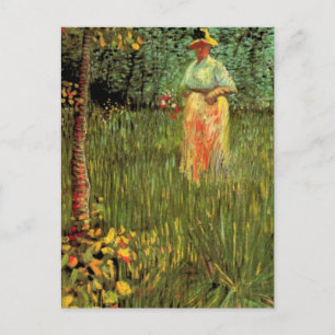 A Woman Walking in a Garden by Vincent van Gogh Postcard