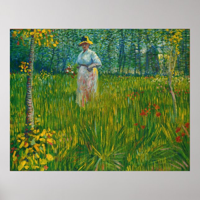 A woman walking in garden Poster XXL Van Gogh (Front)