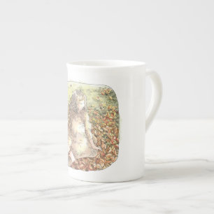 a woman who sits on a fallen leaf in the willow of bone china mug