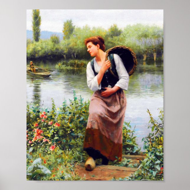A Woman with a Basket by Daniel Ridgway Knight  Poster (Front)