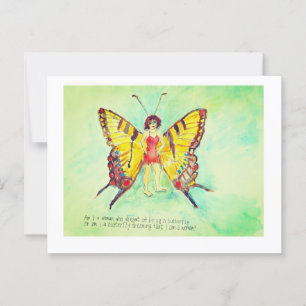 A woman with butterfly wings postcard