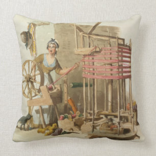 A Woman Wool Skeiner, engraved by the artist, 1808 Cushion