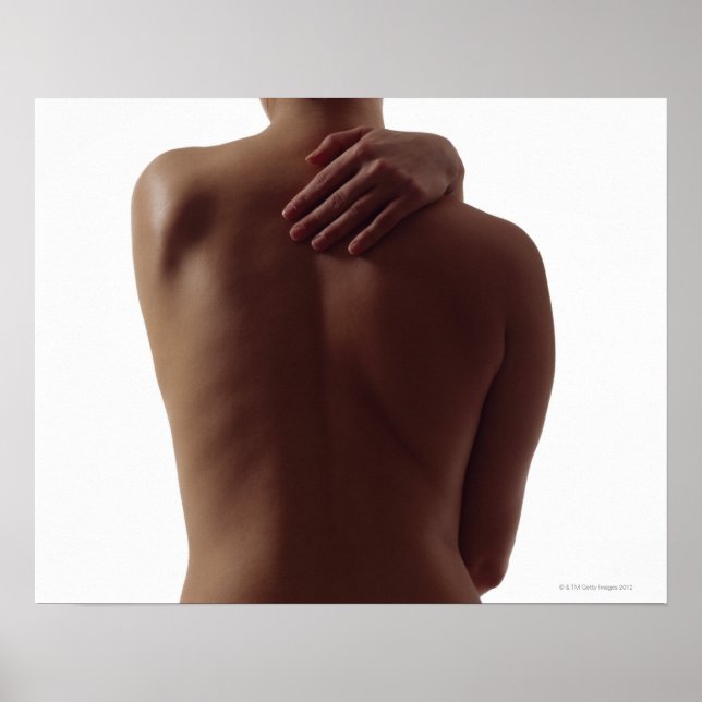 A woman's bare back with one hand reaching poster (Front)