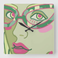 a woman's face in vintage glasses. 