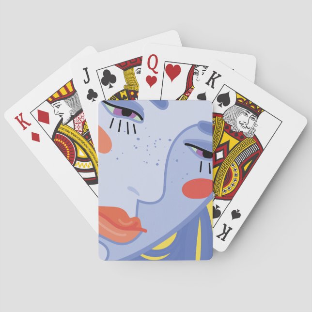  a woman's face with a bright lipstick. playing cards (Back)