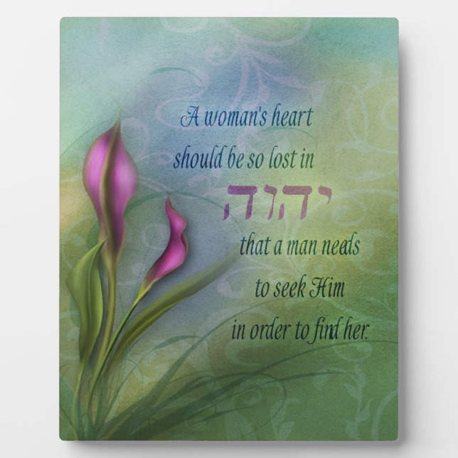 A Womans Heart - Calla Lily Plaque (Front)
