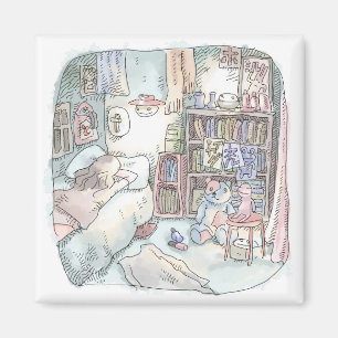 a woman's illustration lying with a light at her b magnet