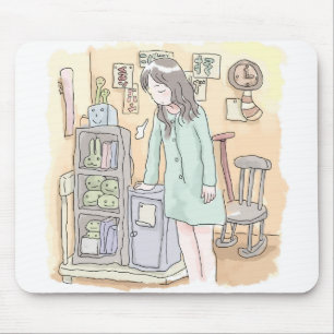 a woman's illustration of a woman holding her hand mouse pad