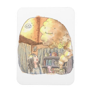 a woman's illustration of an orange room with a wh magnet