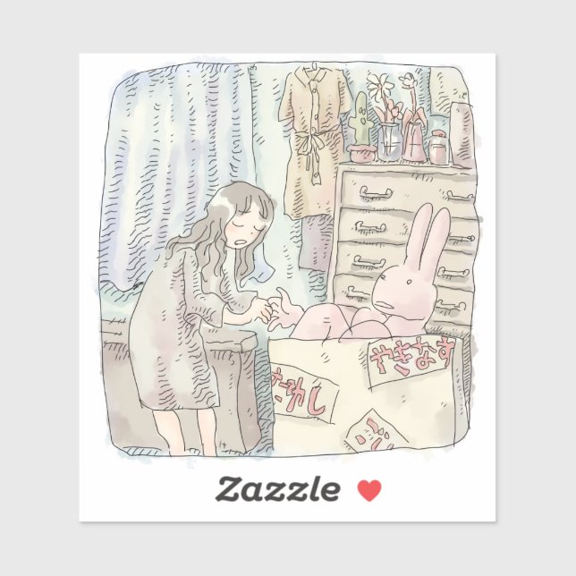 a woman's illustration that reaches for a rabbit i (Sheet)