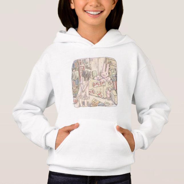 A woman's illustration watching a rabbit trembling (Front)