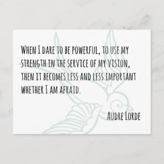 A Woman's Strength - Audre Lorde quote postcard