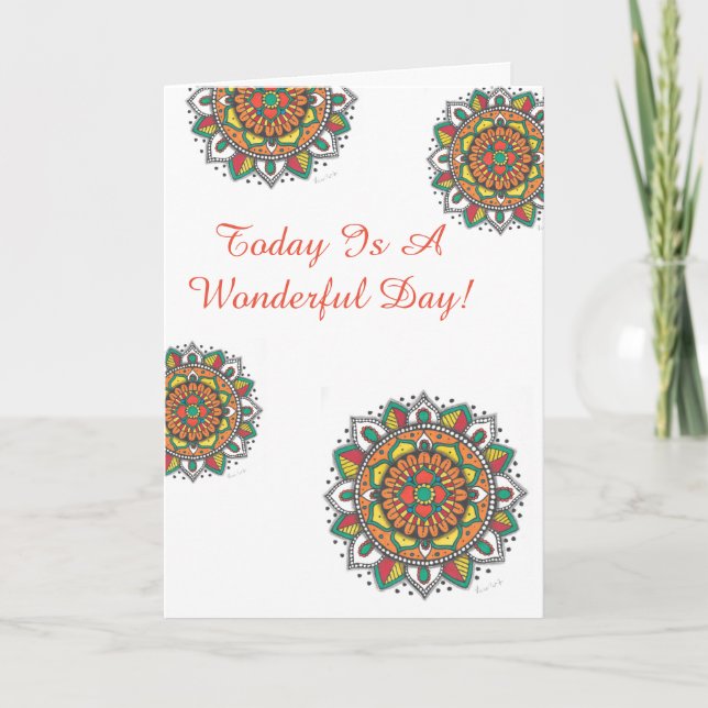 A Wonderful Day Happy Birthday Mandala Card (Front)