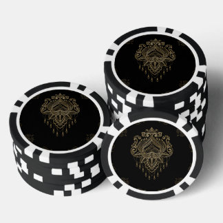 A wonderful filigree golden lotus flower. poker chips