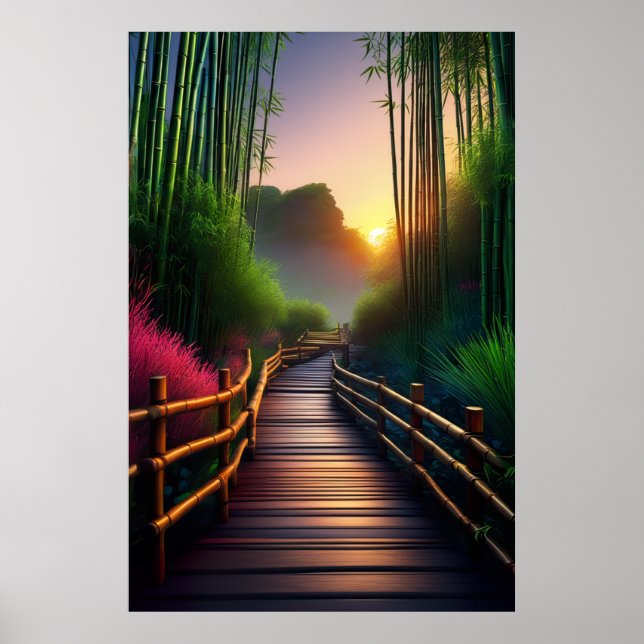 A Wooden Path Towards the Charming Sunset Poster (Front)