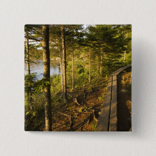 A wooden walkway in Acadia National Park Maine 15 Cm Square Badge
