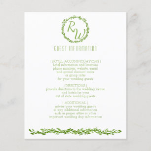 A Woodsy Elegance   Wedding Vine Guest Information Flyer