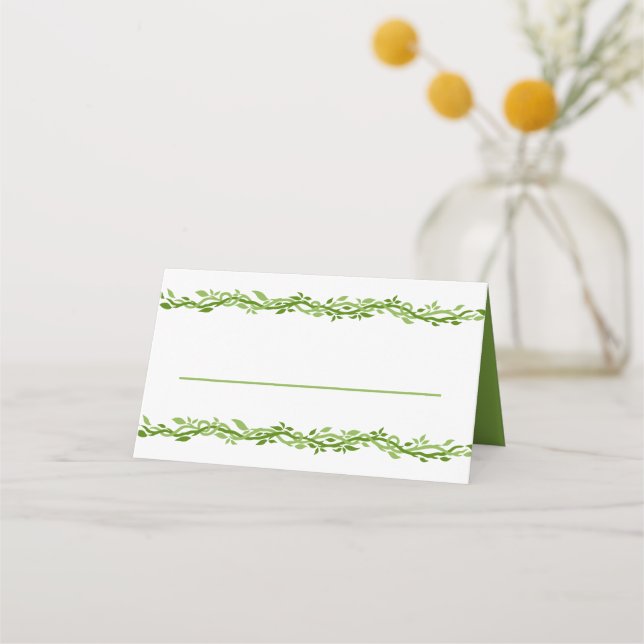 A Woodsy Elegance | Wedding Vine Love Green Place Card (Front)
