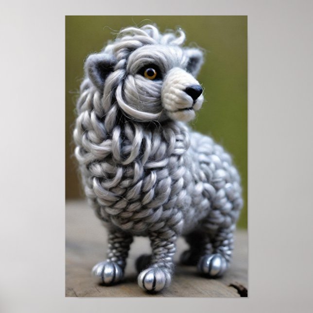A Wooly Sculpture of a Small Lion Poster (Front)