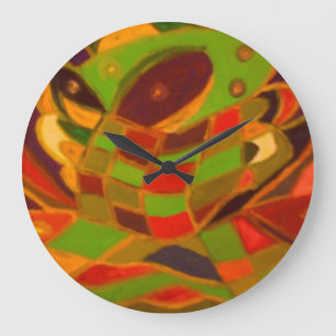 A work of art deep earth colours designer large clock