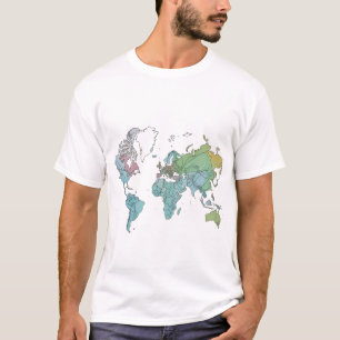 A World Map with Clean Contour Lines T-Shirt