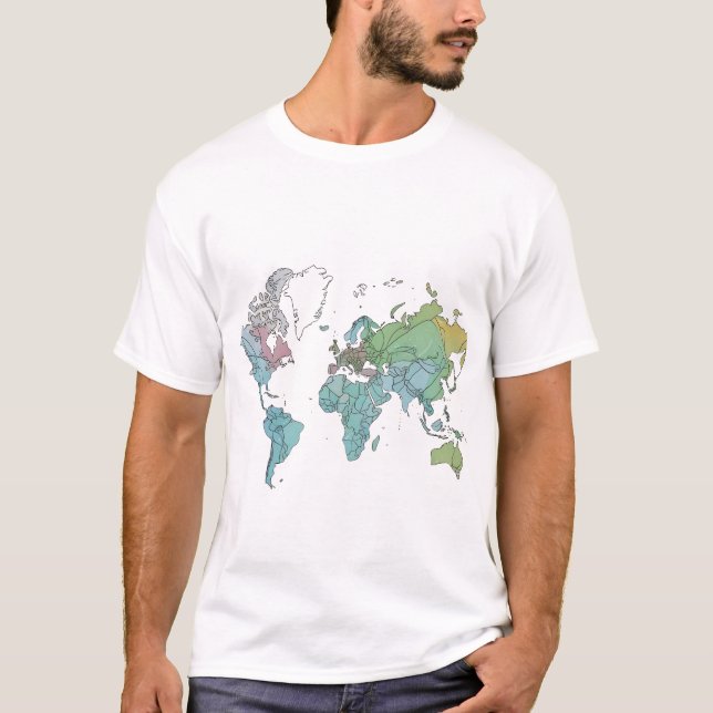 A World Map with Clean Contour Lines T-Shirt (Front)