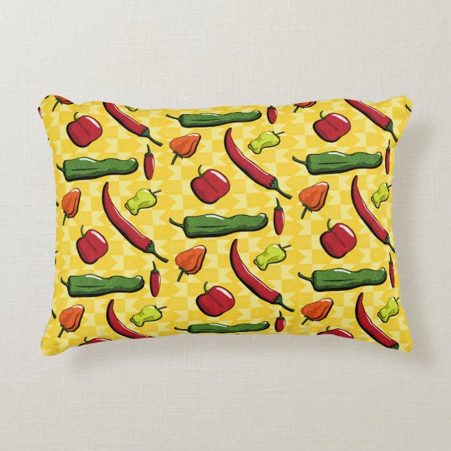 A World of Chilli Peppers Accent Pillow (Front)