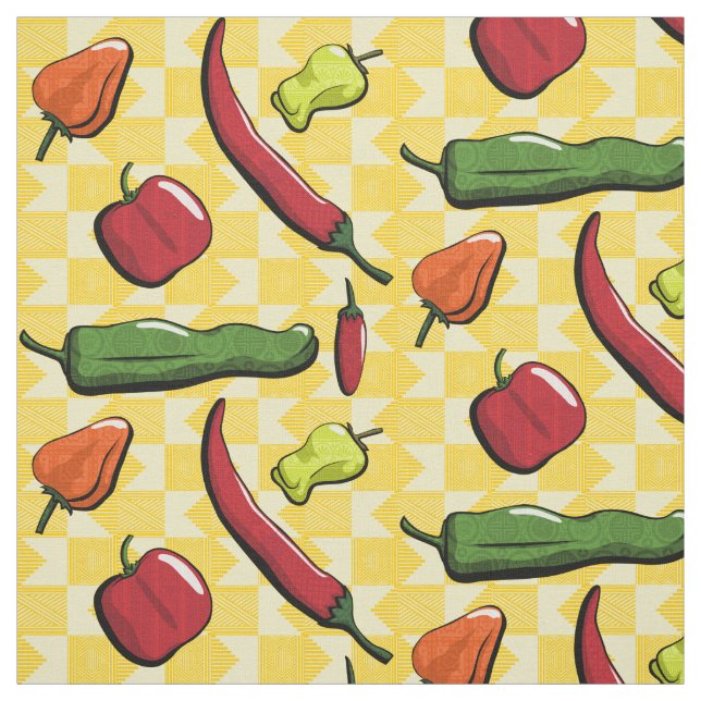 A World of Chilli Peppers Fabric (Swatch)