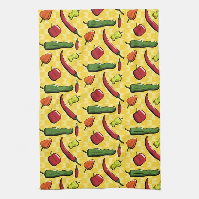 A World of Chilli Peppers Kitchen Towel (Vertical)