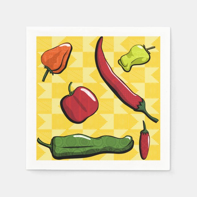 A World of Chilli Peppers Paper Napkins (Front)