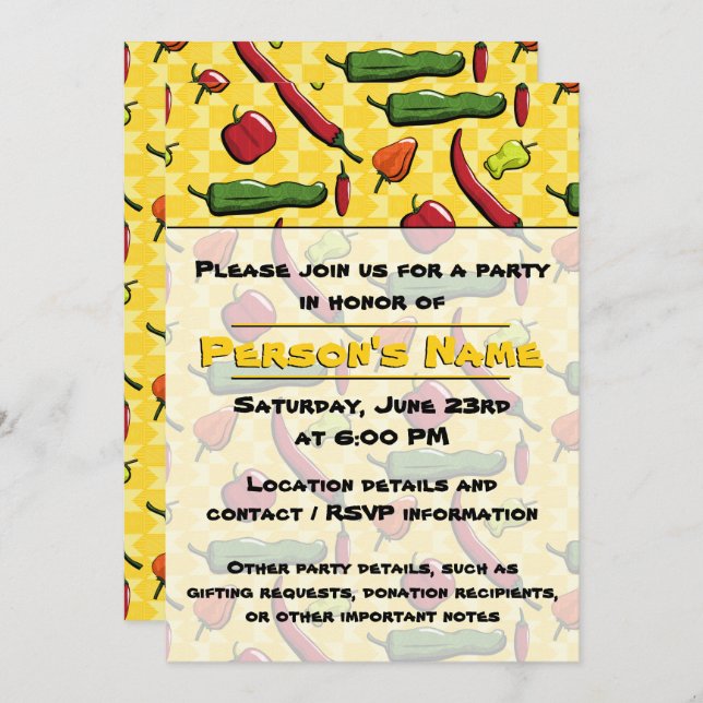 A World of Chilli Peppers Party Invitation (Front/Back)