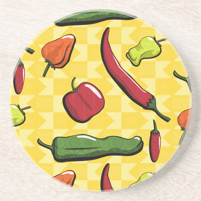 A World of Chilli Peppers Sandstone Coaster (Front)