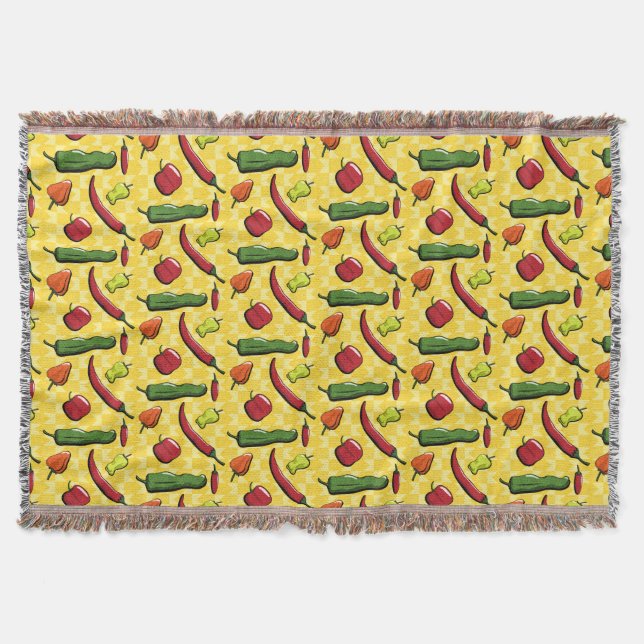A World of Chilli Peppers Throw Blanket (Front)
