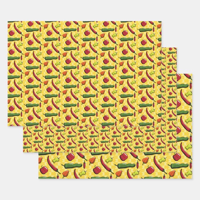 A World of Chilli Peppers Wrapping Paper Set (Set)