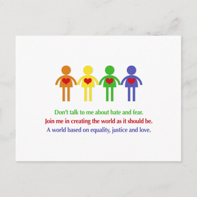 A World of Equality, Justice and Love Postcard (Front)