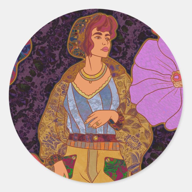 A World of Flowers Classic Round Sticker (Front)