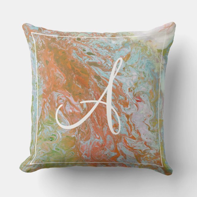 A World on Fire Pastel Monogram Throw Pillow (Front)