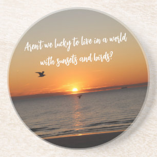 "A World With Sunsets and Birds" Coaster